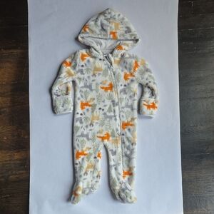 Little Beginnings 6-9mo Soft, Cozy Forest Fox Fleece Hooded Baby Bunting, Pram